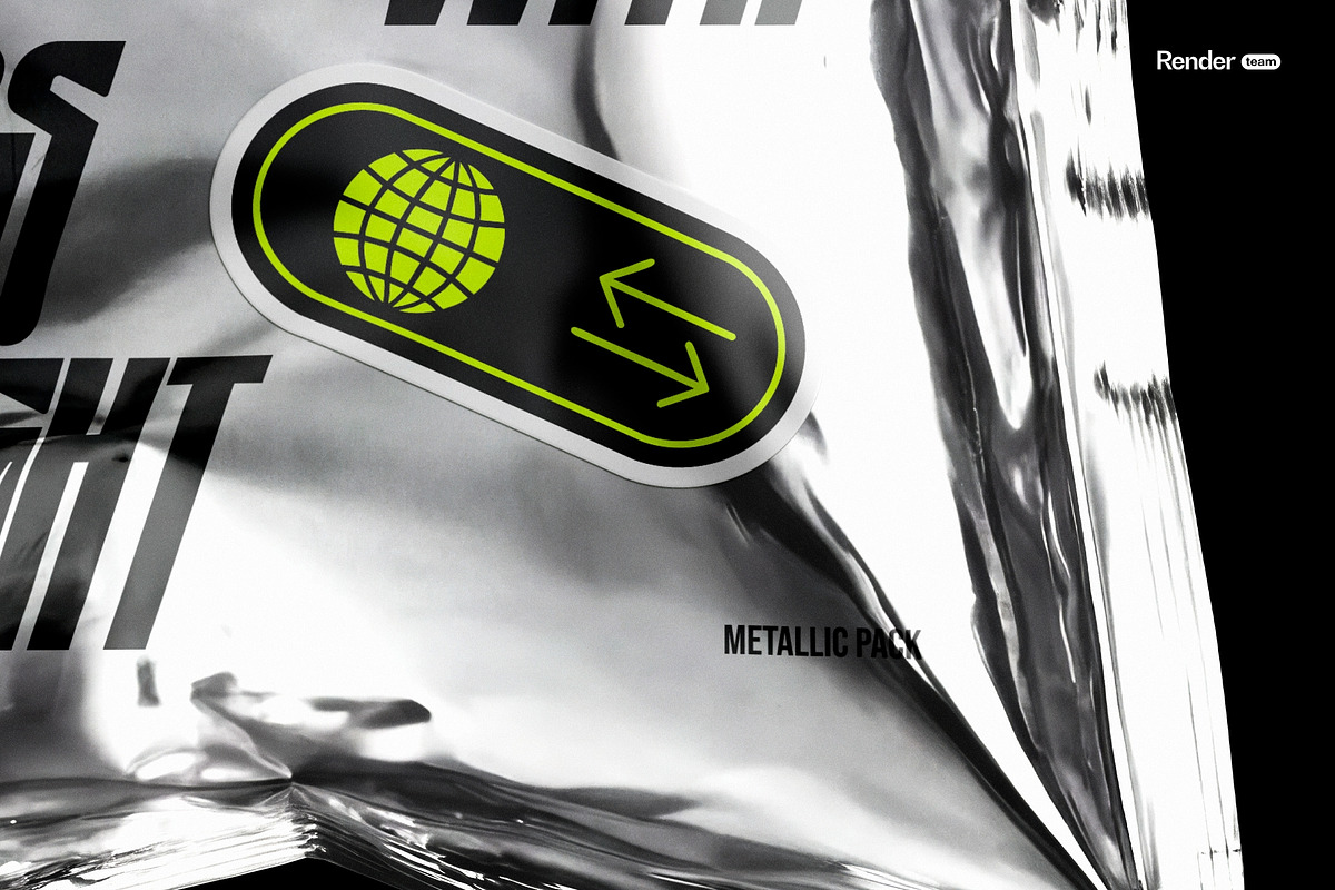 Metallic Foil Bag Mockup Set, a Packaging Mockup by Renderteam (Photo 18 of 22)