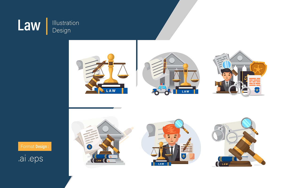 Law Illustration Design Set, a Background Graphic by shin_std