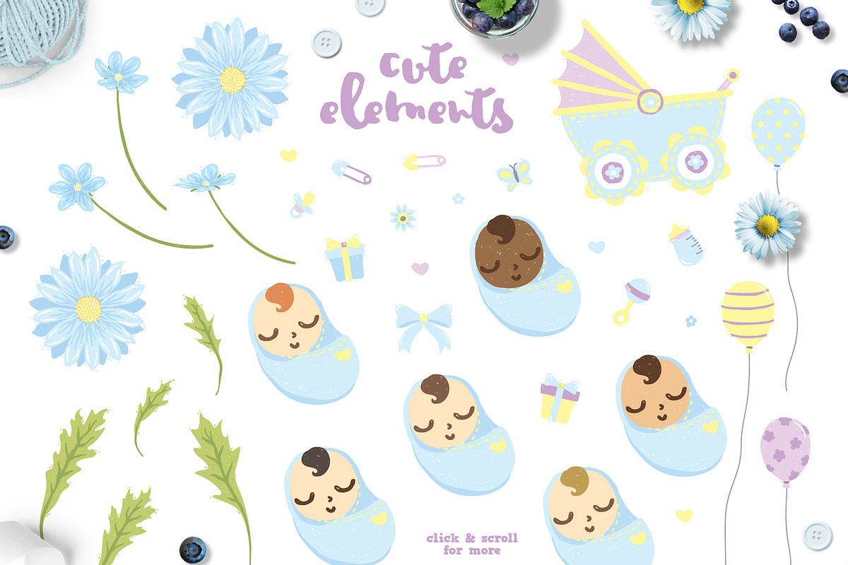 Blue Flower Baby Shower - Daisy, an Illustration by Euonia Meraki (Photo 2 of 8)