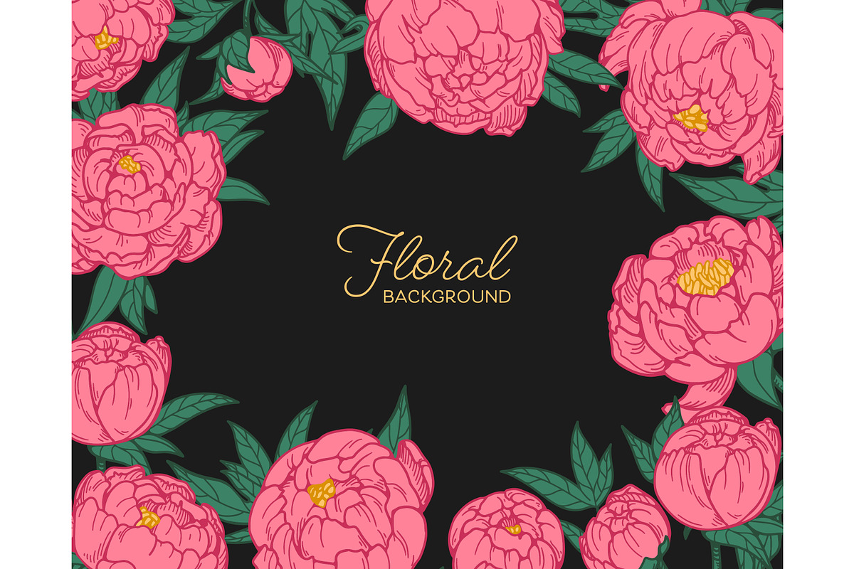 Peony flowers patterns, backgrounds, a Decorative Illustration by Good Studio (Photo 2 of 11)