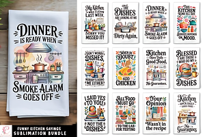 Funny Kitchen Dish Towel PNG, a Background Graphic by Design Station