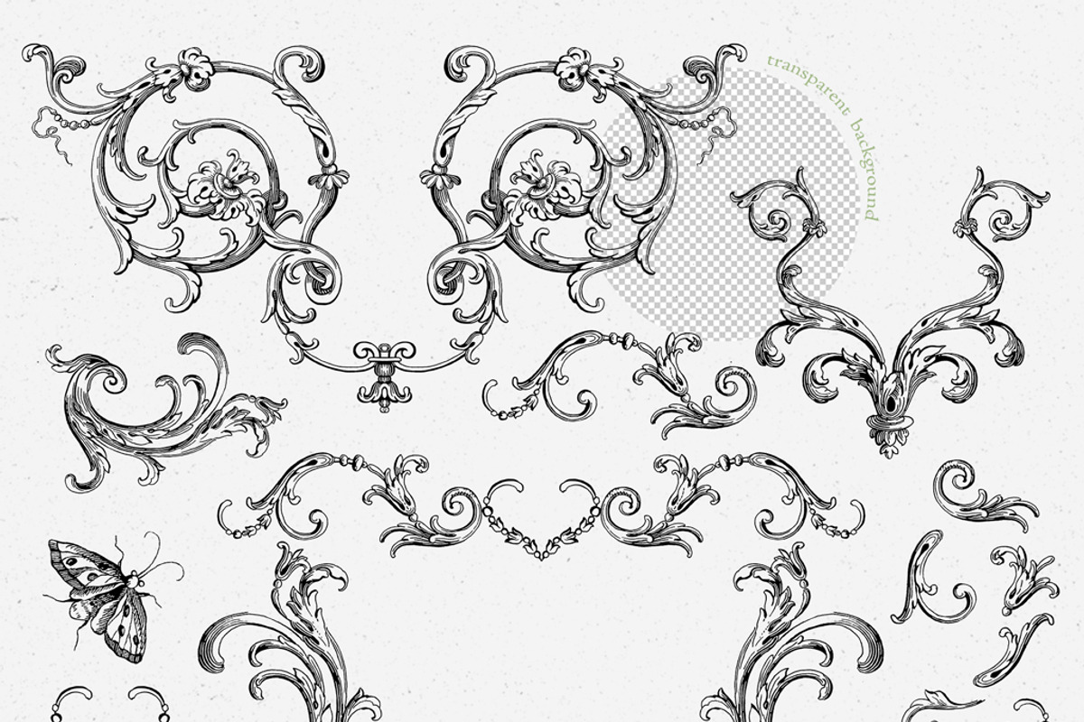 Wedding clip art blue baroque frames, a Decorative Illustration by GrafikBoutique (Photo 5 of 11)