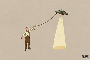 Vintage Cowboy Catching A Spaceship