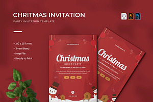 Christmas - Party Invitation, a Print Template by VUNIRA