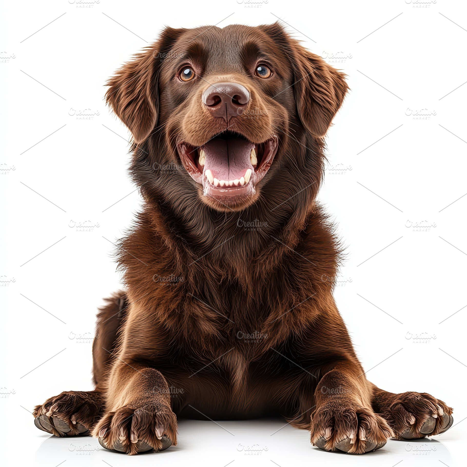 Happy Chocolate Lab Dog Portrait Stu, an Animal Photo by Pixeness Studio