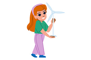 Young girl holding small wind, an Object Illustration by pikepicture