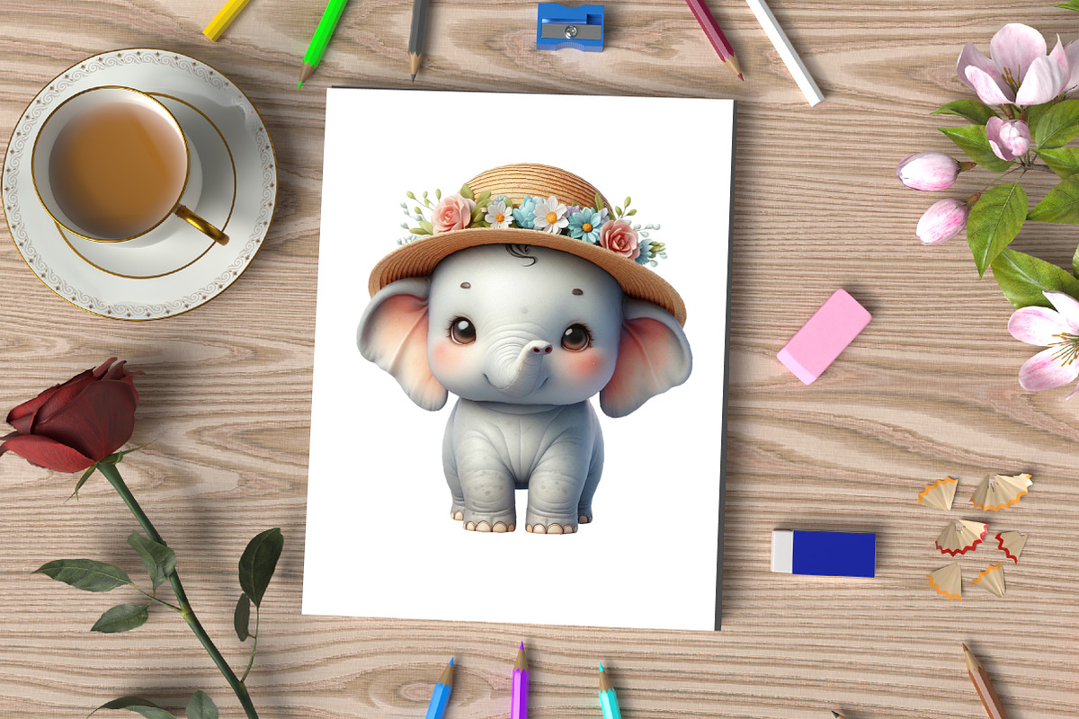 Watercolor Baby Elephant Clipart, an Illustration by CraftArtStudio (Photo 3 of 5)