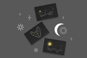 Mystical Cats. Lunar & Celestial Set