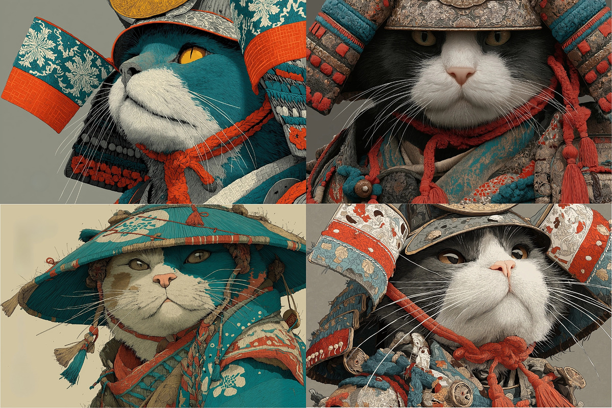 40 Samurai Cat Illustrations, an Animal Illustration by HipFonts (Photo 7 of 11)