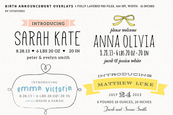 Birth Announcement Overlays - Set 1 preview 2