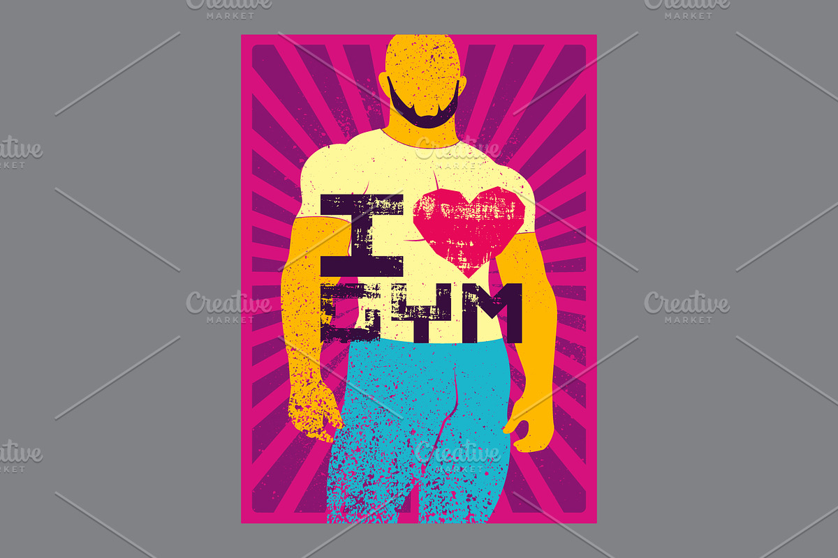 I Love Gym. Grunge vector set., a Person Illustration by PoPaShop (Photo 4 of 9)