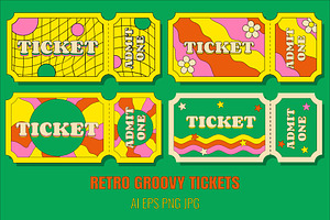 Set Of Retro Groovy Tickets