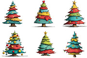 Whimsical Christmas Tree Clipart, an Illustration by CraftArtStudio (Thumbnail 4 of 6)