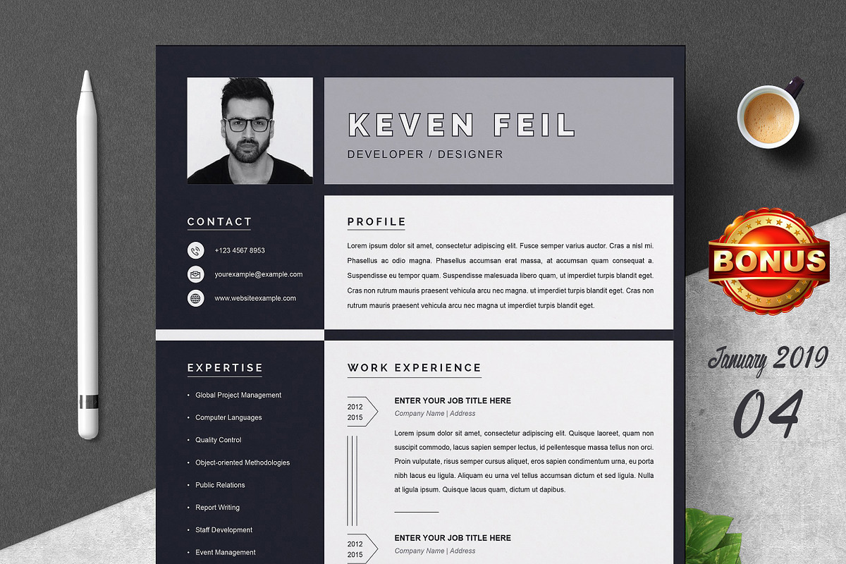Resume/CV Bundle | 200+ for $29, a Resume Template by ResumeInventor (Photo 35 of 207)