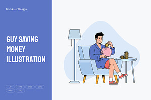 Guy Saving Money Illustration, a Person Illustration by Partikusi Design