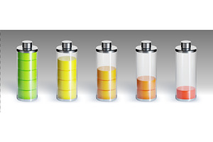 3D battery charge icons from empty, a Technology Illustration by art PVP - market