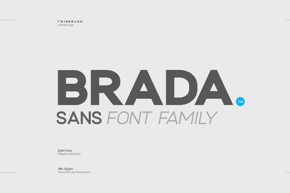Brada sans - A designers font family, a Sans Serif Font by Twinbrush (Photo 1 of 16)