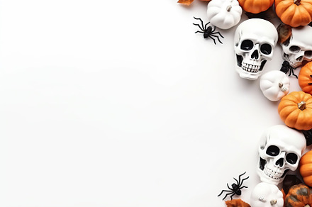 Halloween pumpkins and decorations on white background, a Holiday Photo by AlyaAnd