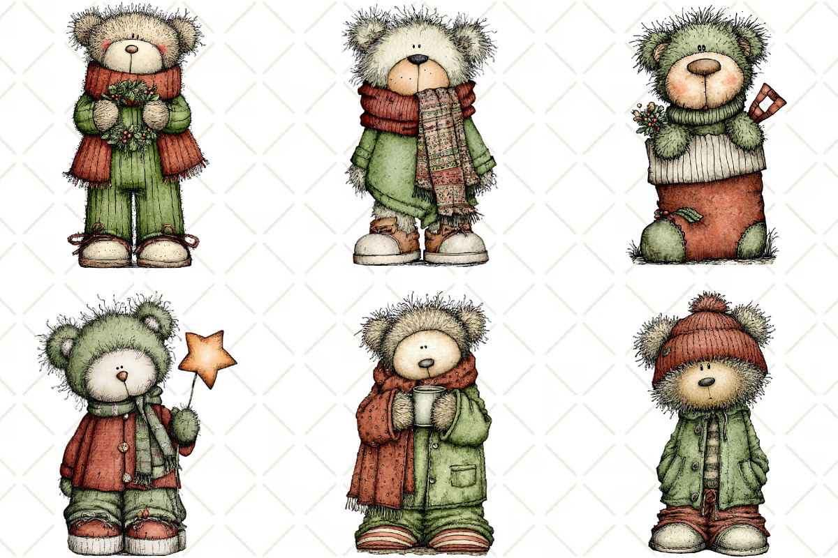 Whimsical Christmas, Teddy, Clipart, an Animal Illustration by Black Bird Studio (Photo 4 of 6)