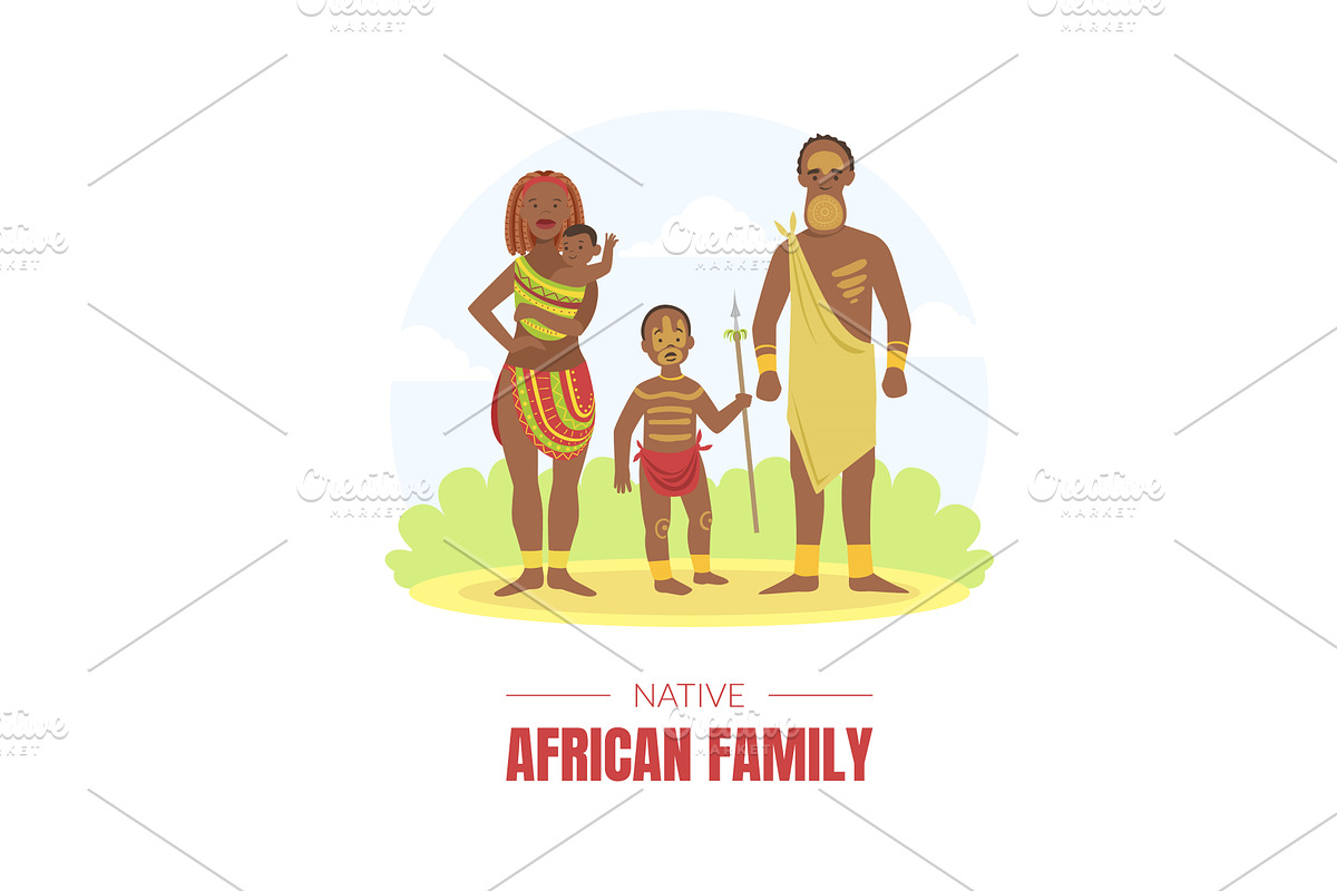 African Family Banner Template, a Person Illustration by TopVectors