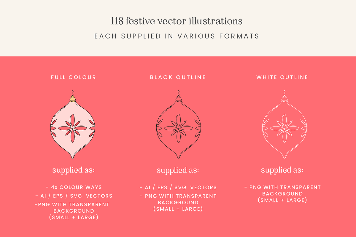 Festive Decor Vector Illustrations, a Decorative Illustration by Emma Webb Studio (Photo 2 of 10)