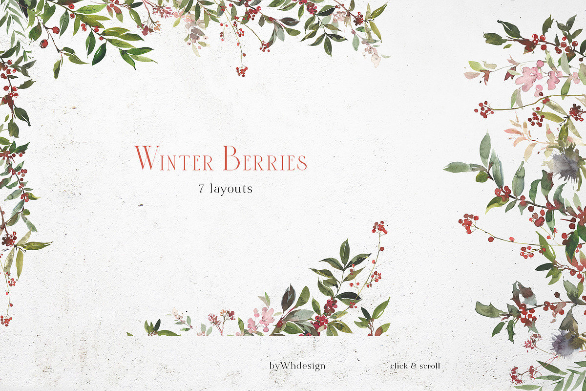 Winter Berries Christmas Watercolour, a Decorative Illustration by whiteheartdesign (Photo 6 of 14)