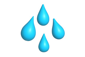 Four blue water droplets float on a, an Illustration by Woters little shop