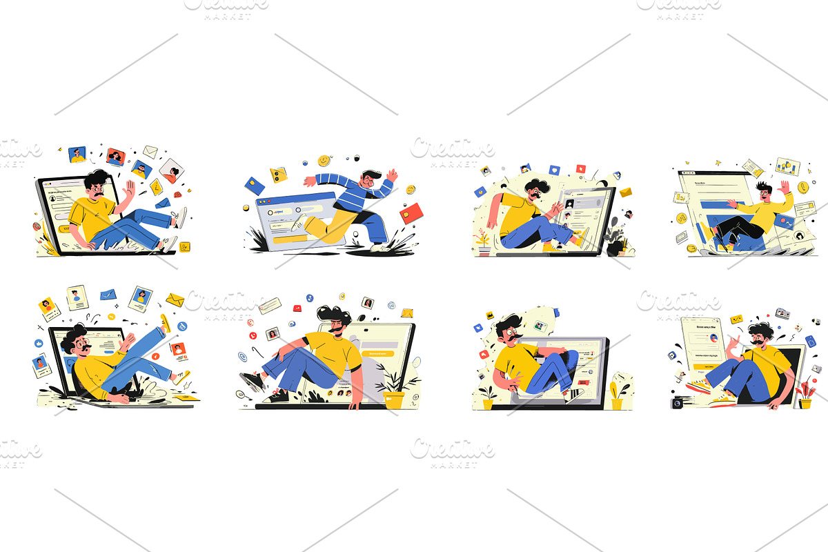 Deadline concept cartoon vector, a Technology Illustration by Onyx