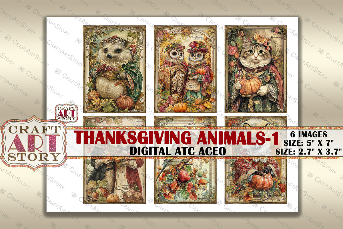 Thanksgiving animals-1 picture, an Animal Illustration by CraftArtStory (Photo 2 of 3)