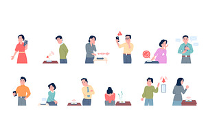 People scared smartphones. Man woman, a Technology Illustration by LadadikArt