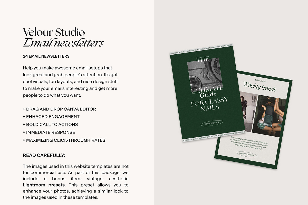 Velour | Canva Email Templates, an Email Template by Lavinia Visuals (Photo 3 of 9)