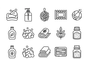 Bundles Set Soap Boutique Icon, an Outline Icon by adenpinkstore