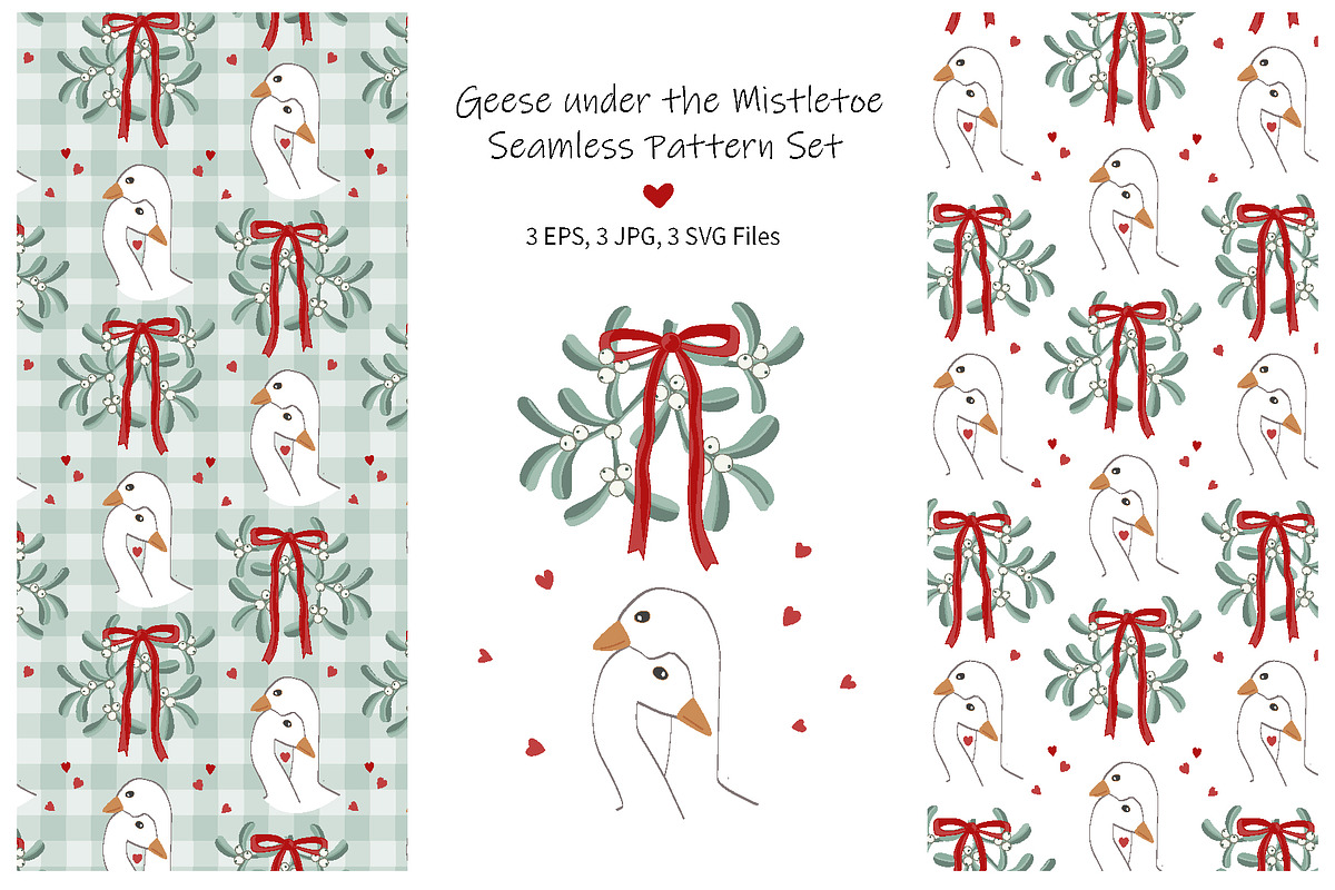 Geese under the Mistletoe Set, a Pattern Graphic by Toltemara (Photo 1 of 3)