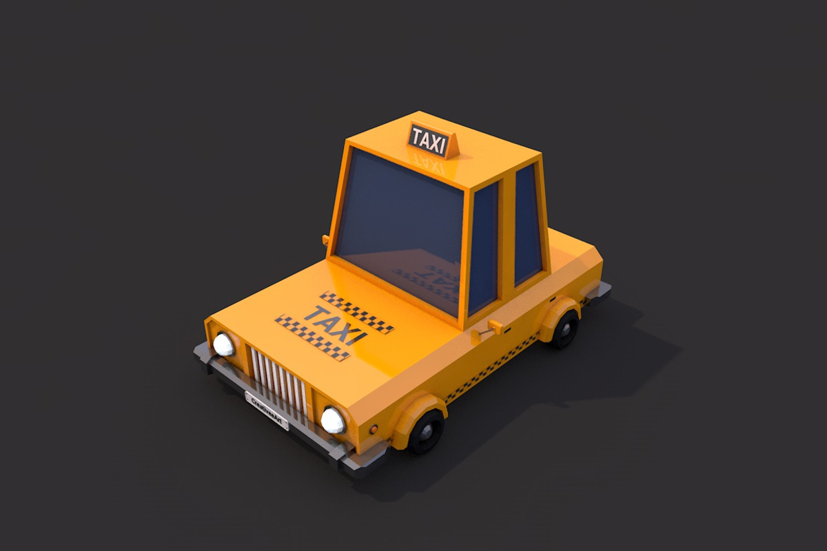 Low Poly Taxi Car, a Cars & Vehicle 3D Model by CreativeeArt (Photo 1 of 8)
