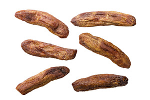 Set of dried bananas on a white, a Food & Drink Photo by innakreativ