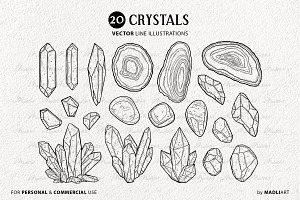 Crystals Vector Clipart Bundle