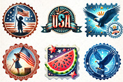 4th of July Postage Stamps Clipart, an Illustration by Pixels.Craft (Thumbnail 3 of 7)