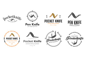 set bundle of pocket knife icon logo