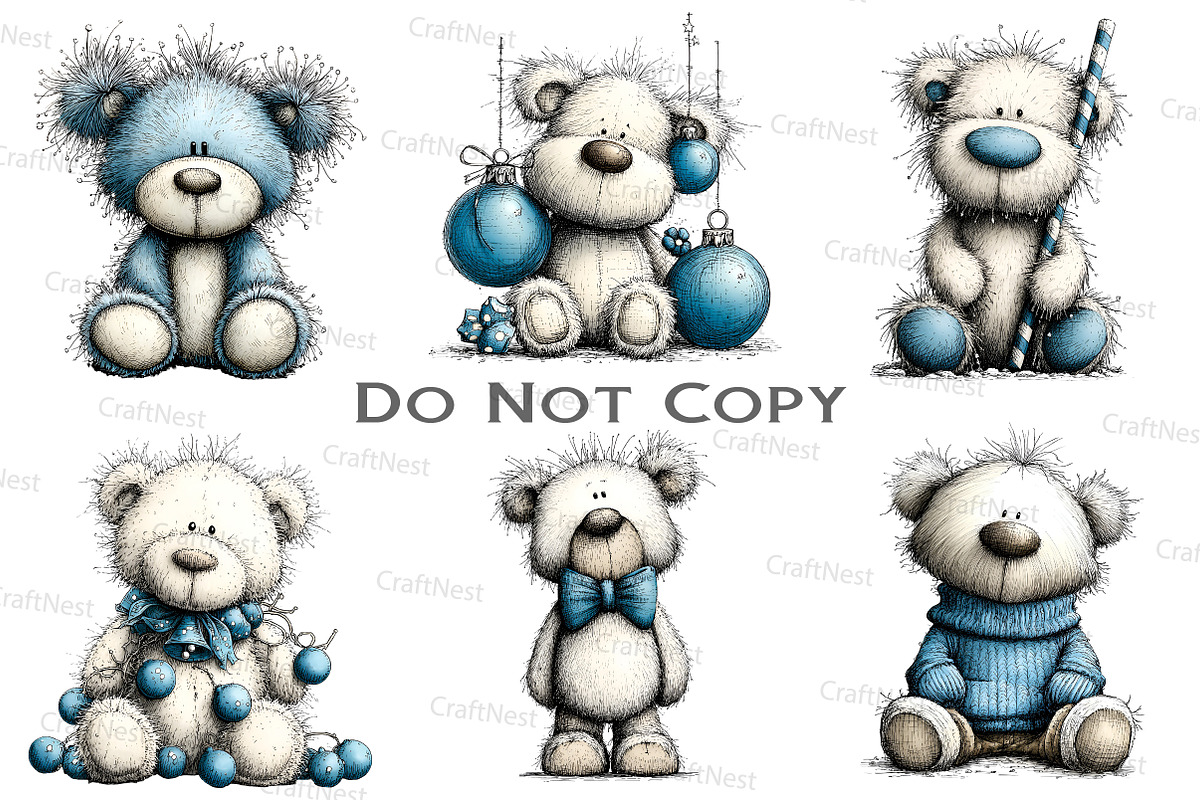 Christmas Teddy Bear Blue Clipart, an Illustration by Craft Nest (Photo 7 of 9)