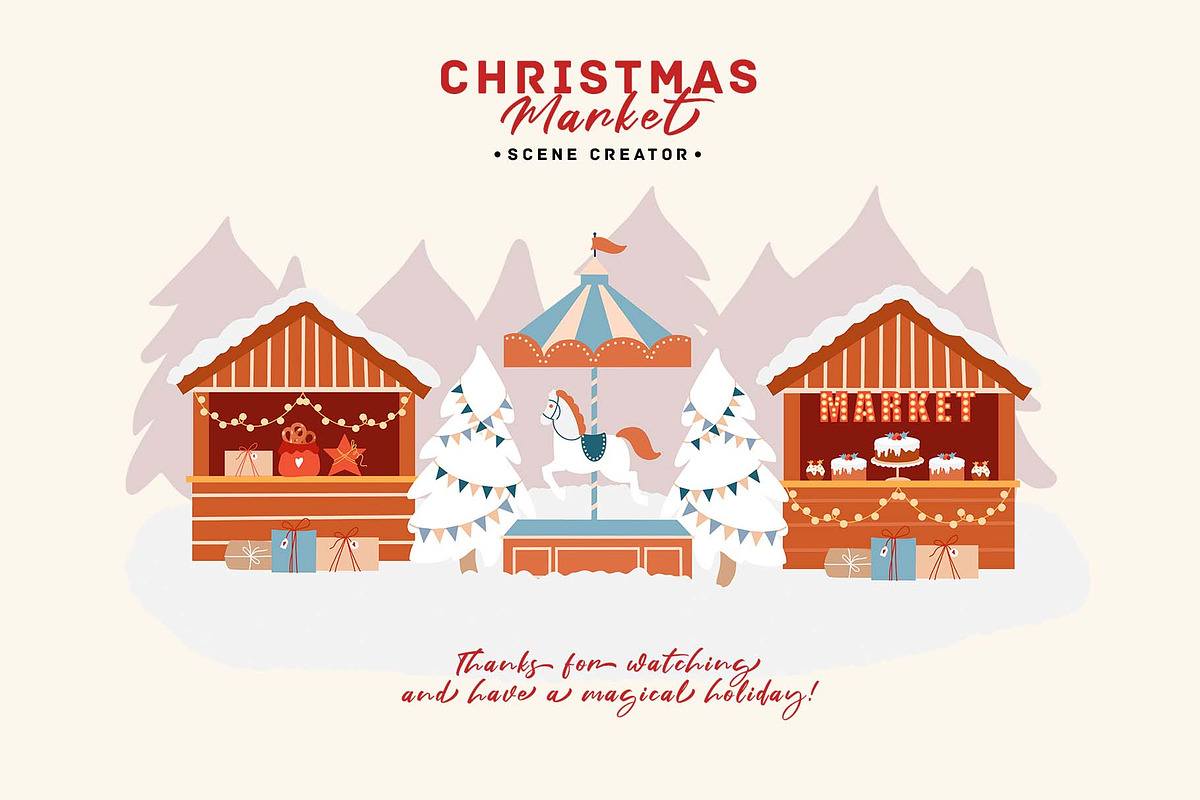 Christmas Market Scene Creator, a Seasonal Illustration by VerAna (Photo 20 of 20)