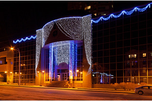 Christmas decorations stock photo containing office and bank, an Architecture Photo by Leonid Andronov