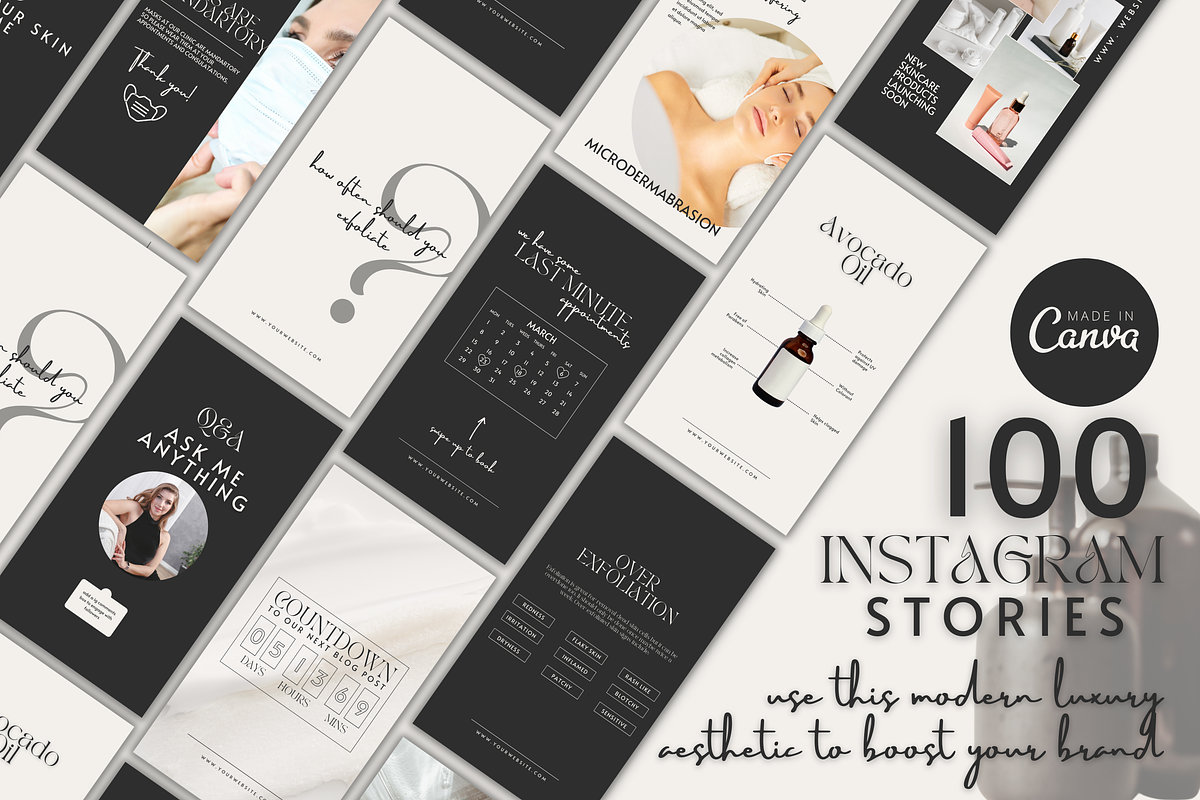 Skincare Instagram Templates Black, a Social Media Template by Faytemplates (Photo 3 of 7)