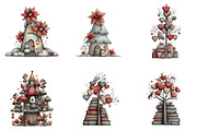 Whimsical Christmas Tree Clipart, a Transportation Illustration by SinaCreation (Thumbnail 2 of 9)