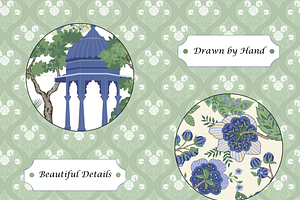 Boho Patterns - Indian Garden Green