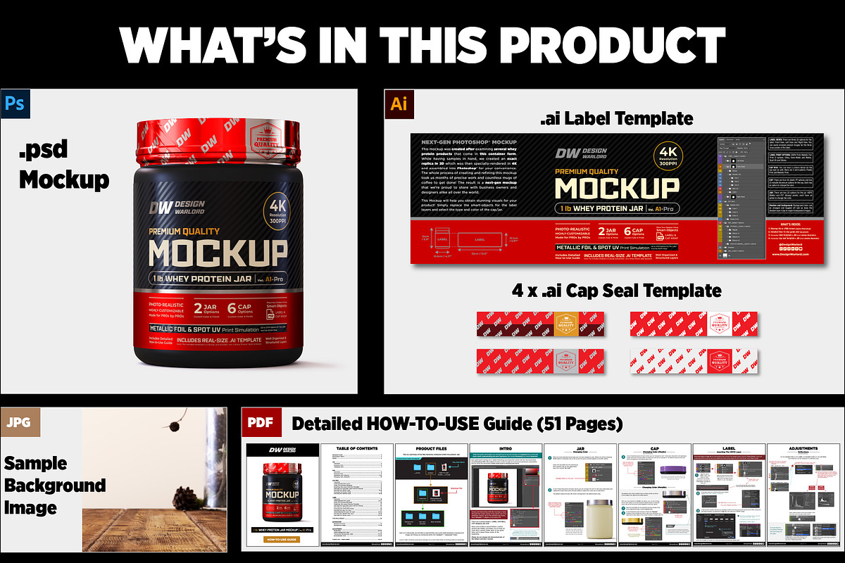 1lb Whey Protein Jar Mockup A1-Pro, a Packaging Mockup by Design Warlord (Photo 14 of 16)
