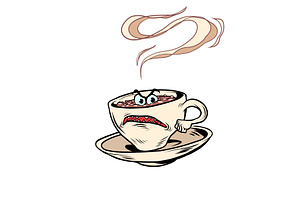 Angry Negative Tired Cup Of Coffee