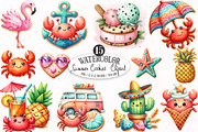 Watercolor Summer Cookies Clipart, an Illustration by Designking (Thumbnail 1 of 3)