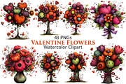 Valentine's Flowers Clipart, an Illustration by Pixels.Craft (Thumbnail 1 of 5)