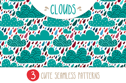 CLOUDS - set of 3 seamless patterns
