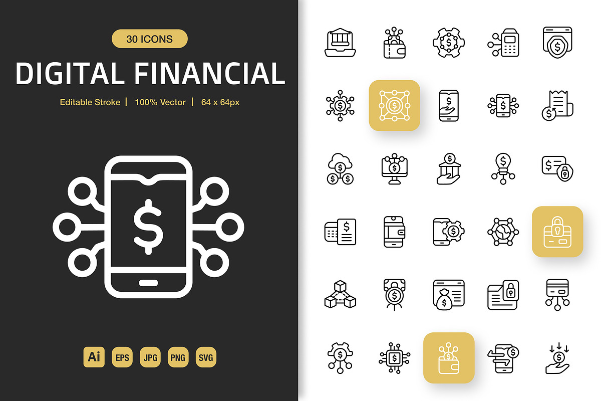 Digital Financial Icons, an Icon by Spacepixel Creative